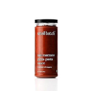 smallbatch san marzano pizza pasta sauce crafted with fresh tomatoes gourmet condiment spread dip saute toast spaghetti preservative free pure veg - 250g