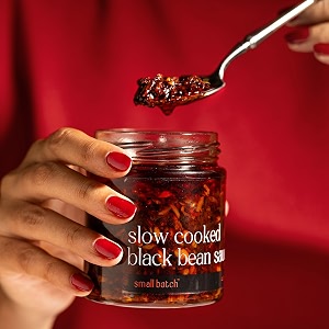 smallbatch slow cooked black bean sauce gourmet condiment made with fresh ingredients toast dip spread saute chips crackers noodles chicken tofu preservative free 100 vegan - 200 gms