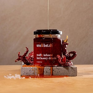 smallbatch truffle - infused hot honey drizzle dip top glaze paneer ice cream salad dressing apple chicken cheese pears tofu no artificial preservatives pure veg - 220gms