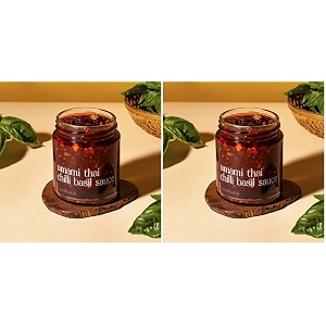 smallbatch umami thai chilli basil sauce made with fresh ingredients perfect condiment amp works as a dip spread marinade saute stir-fry amp finishing sauce pack of 2 180 g pure veg