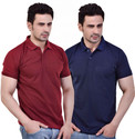 SMAN Solid Men Polo Neck Dark Blue