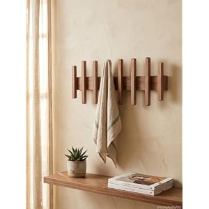 smaringrobot wooden wall mounted coat rack with multiple hooks decorative wall hanger for clothes jackets bags scarves amp towels space-saving home organization organizer