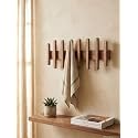 SmaringRobot Wooden Wall Mounted Coat Rack with Multiple Hooks, Decorative Wall Hanger for Clothes, Jackets, Bags, Scarves & Towels, Space-Saving Home Organization Organizer