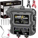 smart 2 Bank Marine Battery Charger, 10A (5A/Bank), 12V,Waterproof,lifepo4 Lithium Battery Charger Maintainer and Desulfator for AGM, Lithium,Deep-Cycle Batteries Boat Accessories
