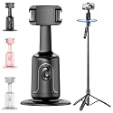 Smart Ai Facial Recognition Phone Tripod, 360° Auto Face Tracking Supports Gesture Control &amp; Remote Control No App for Outdoor Live Streams,Video Shoots,Dynamic Shots (Black + Aluminum Alloy Tripod)