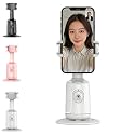 Smart Ai Facial Recognition Phone Tripod, 360° Auto Face Tracking Supports Gesture Control &amp; Remote Control No App for Outdoor Live Streams,Video Shoots,Dynamic Shots (White)