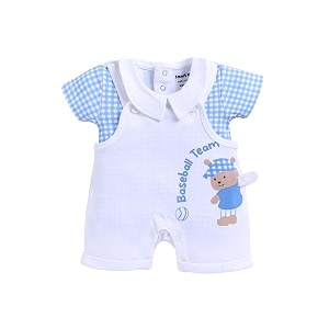 smart baby dungaree set for baby girls  cotton romper with t-shirt  soft amp breathable fabric  cute embroidery  snap button closure for easy diaper change