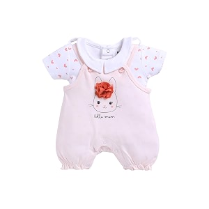 smart baby dungaree set for baby girls  cotton romper with t-shirt  soft amp breathable fabric  cute embroidery  snap button closure for easy diaper change