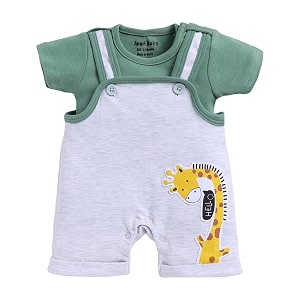 smart baby infant romper with t-shirt  cotton dungaree style baby dress with giraffe print  soft amp breathable baby outfit for boys amp girls