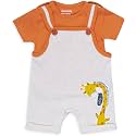 Smart Baby Infant Romper with T-Shirt | Cotton Dungaree Style Baby Dress with Giraffe Print | Soft &amp; Breathable Baby Outfit for Boys &amp; Girls