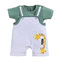 Smart Baby Infant Romper with T-Shirt | Cotton Dungaree Style Baby Dress with Giraffe Print | Soft &amp; Breathable Baby Outfit for Boys &amp; Girls