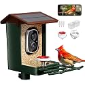 Smart Bird Feeder with Camera Solar Powered 2K HD Video, 10,000+ Species AI Recognition, Real-Time App Alerts, and Weatherproof Design for Effortless Birdwatching, Gift for Bird Lovers, Brown