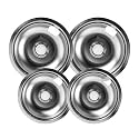 Smart Choice Chrome Stove Drip Pan Set 4-Pack Compatible with Frigidaire, Compatible with Kenmore Electric Ranges, Includes 2 x 8-Inch and 2 x 6-Inch Burner Bowls, Replaces 316048413 316048414