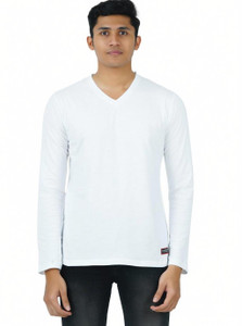 Smart Colors Solid Men V Neck White