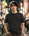 Smart Colors Striped Men Round Neck Black