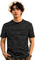 Smart Colors Striped Men Round Neck Black