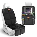 Smart elf Car Seat Protector Set with iPad and Tablet Holder Kick Mat Cover, Universal Stain Resistant Protective Baby Child Car Seat Protectors Rear Back Seat Organizer - 2Pack