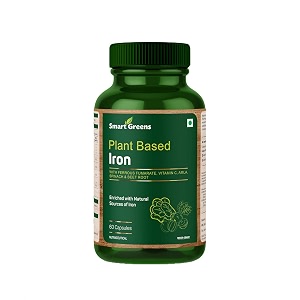 plant based iron with ferrous fumarate vitamin c spinach amp beet root enriched with natural sources of iron  60 capsules
