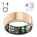 Smart Health Ring for Women Men, Fitness Tracker Ring with Heart Rate, Blood Oxygen, Sleep Tracker, Step Tracker, No Subscription Fee, IP68 Waterproof Smart Ring for iphone &amp; Android (Rose Gold, 9#)