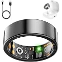 Smart Health Ring for Women Men, Fitness Tracker Ring with Heart Rate, Blood Oxygen, Sleep Tracker, Step Tracker, No Subscription Fee, IP68 Waterproof Smart Ring for iphone &amp; Android (Black, 13#