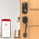 Smart Lock Front Door Set - SMONET Keyless Entry Door Lock with Handle Smart Front Door Lock Set Fingerprint Smart Deadbolt Bluetooth Electronic Digital Keypad Lock Auto Compatible with Alexa