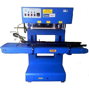 smart pack heavy duty band sealer machine for packaging of laminate silver amp plastic pouch packing machine  continuous semi-automatic band sealing machine  ms body seals bags up to 20kg