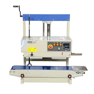 smart pack vertical type band sealer machine for packaging of laminated silver paper polythene amp plastic bags sealing  continuous band sealer  heavy duty ms body seals bags up to 5 kg