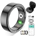 Smart Ring for Women Men,Fitness Tracker Ring with Heart Rate, Sleep Monitoring, Blood Oxygen, Step Counting for iOS and Android, No Subscription Fee, Waterproof, Valentines Day Gifts(Black, 8)