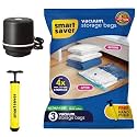 Smart Saver Plastic Vacuum Compression Bags|Vacuum Storage Bags|Vacuum Bags For Travel|Space Saver Vacuum Bags(3Medium + Electric And Manual Pump),White