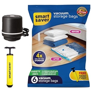smart saver plastic vacuum compression bagsvacuum storage bagsvacuum bags for travelspace saver vacuum bags6variety2 jumbo2large2mediumelectric pumpwhite