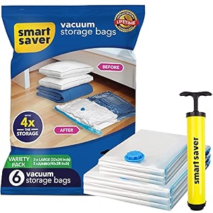 smart saver vacuum space saver compression storage bags 3 jumbo3 large for clothes bedding pillows comforters blankets sealer airtight reusable packing ziplock travel