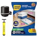 Smart Saver Plastic Vacuum Compression Bags|Vacuum Storage Bags|Vacuum Bags For Travel|Space Saver Vacuum Bags(6Variety(2 Jumbo,2Large,2Medium)+Electric Pump),White