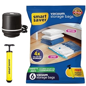 smart saver polyamide polyethylene vacuum compression bagsvacuum storage bagsvacuum bags for travelspace saver vacuum bags3jumbo  3large with electric and manual handpumpwhite