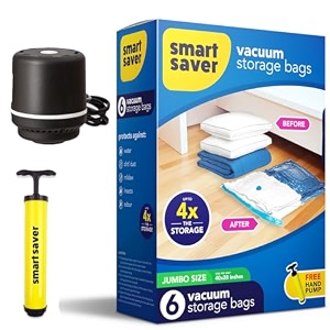 smart saver vacuum 6 jumbo70x100 cm compression bags with electric and manual handpump  vacuum storage bags  vacuum bags for travel  space saver vacuum bags