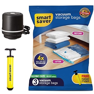 smart saver plastic vacuum compression bagsvacuum storage bagsvacuum bags for travelspace saver vacuum bags3jumbo  electric and manual pumpwhite