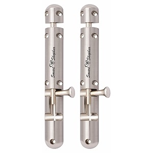 smart shophar brass capsule tower bolt 12 inch nickel silver pack of 2 - versatile bolt set for cabinets drawers and windows - outstanding nickel silver finish