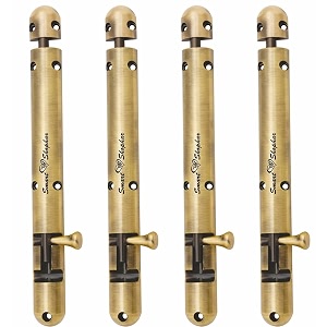 smart shophar brass capsule tower bolt 10 inches antique pack of 4  reliable amp stylish bolt set for cabinets drawers and windowslong-lasting durabilityantique design