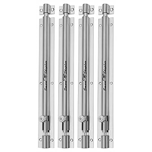 smart shophar barrel bolt slide lock brass plain tower bolt nickel silver - sturdy and versatile tower bolt set - durable sleek finish user-friendly installation secure fastening solid brass n