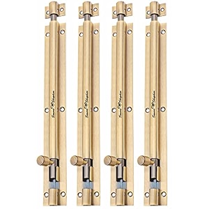 smart shophar enhanced durability brass plain tower bolt 8 inch gold -  stylish finishlong-lasting performance for cabinets and drawers  gold finish  8 inch  pack of 4