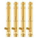 Smart Shophar Barrel Bolt Slide Lock Brass Plain Tower Bolt Gold, / Long-Lasting Design/Smooth and Reliable Operation Solid Brass Gold Finish 10 Inch Pack of 4