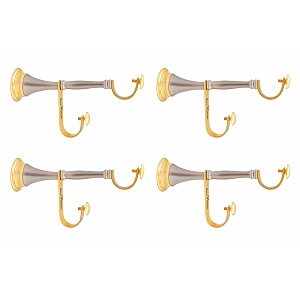 smart shophar drapery hardware fasteners brass round double pole center support curtain bracket gold silver  stylish finishsturdy and durableperfect for home or office solid brass gold si