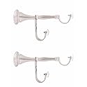 Smart Shophar Drapery Hardware Fasteners Brass Round Double Pole Center Support Curtain Bracket Gold Silver, / Stylish Finish/Sturdy and Durable/Perfect for Home or Office Solid Brass Gold Si