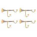 Smart Shophar Drapery Hardware Fasteners Brass Round Double Pole Center Support Curtain Bracket Gold Silver, / Stylish Finish/Sturdy and Durable/Perfect for Home or Office Solid Brass Gold Si
