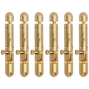 smart shophar barrel bolt slide lock effortless installation brass capsule tower bolt gold -  reliable securitydurable design for cabinets and windows solid brass gold finish 04 inch pack of 6