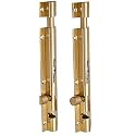 Smart Shophar Tower Bolt Latch Brass Plain Tower Bolt Nickel Silver/Reliable and Durable/Smooth Operation/Suitable for Gates and Fences Solid Brass Nickel Silver Finish 18 Inch Pack of 2