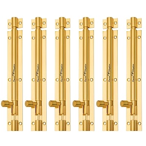 smart shophar tower bolt latch smooth operation brass plain tower bolt gold -  enhanced safetyeffortless installation solid brass gold finish 12 inch pack of 6