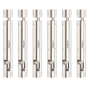 smart shophar door slide latch latchbolt stainless steel plain tower bolt silver  value packreliable securityideal for high-traffic areas and heavy doors stainless steel silver finish 08 inch