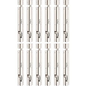 smart shophar stainless steel plain tower bolt 12 inches silver pack of 12  long lengthdurable materialsuitable for exterior doors
