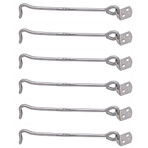 smart shophar stainless steel round gate hook 4 inches silver pack of 6 - sleek gate hooks for smooth and secure gate operation 6-pack