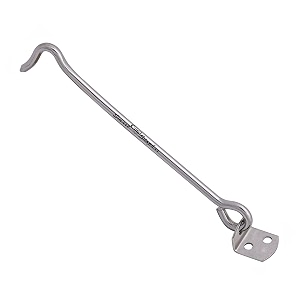 smart shophar premium home improvement hardware stainless steel round gate hook silver sleek and sturdy gate hook for secure gate closure 1-pack stainless steel silver finish 06 inch pack of 1